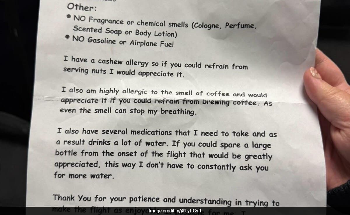 Thumbnail for Plane Passengerâs Allergy List Bans Jet Fuel, Coffee, Cashews Mid-Flight